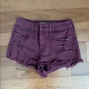 Burgundy jean shorts